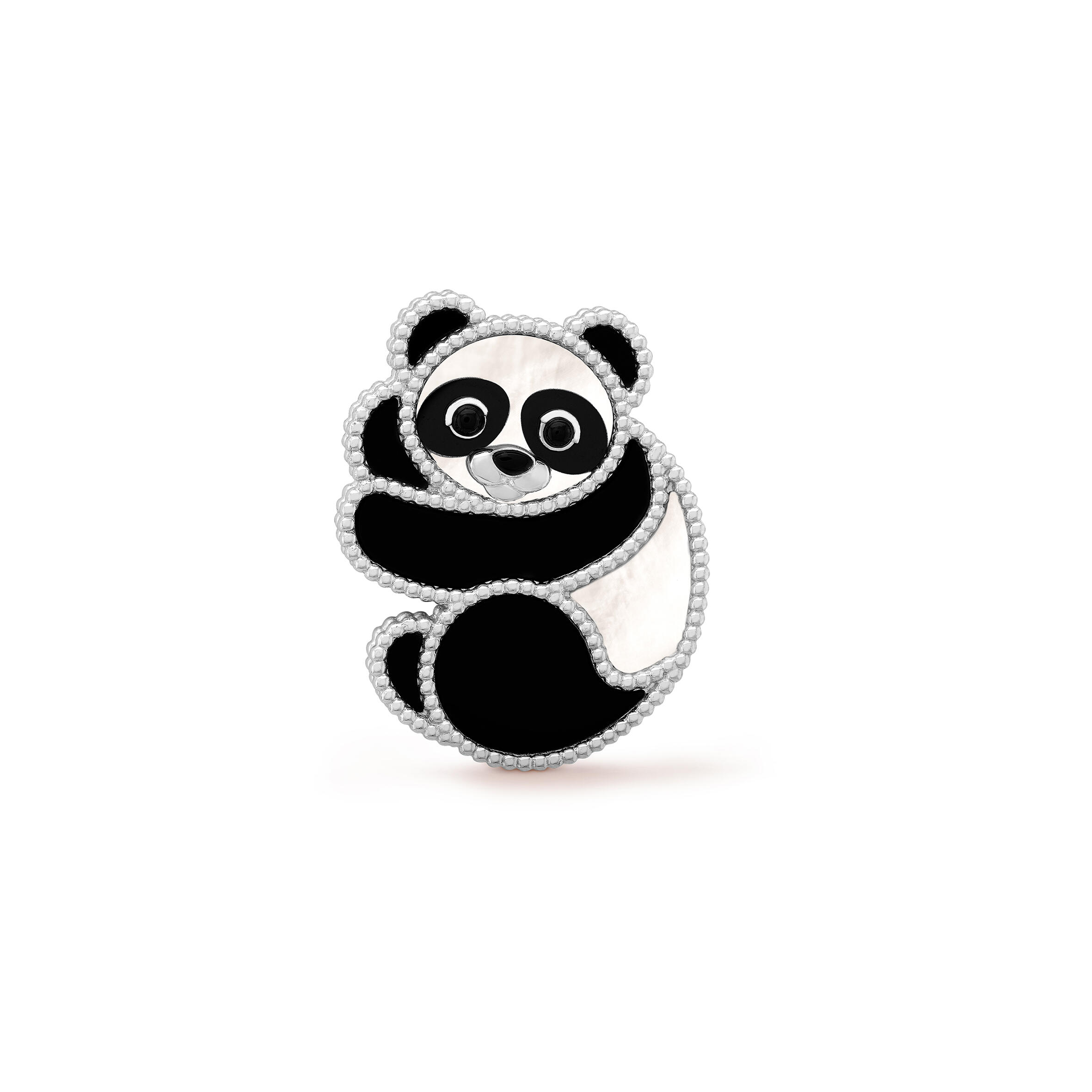 V*n Cl**f arpels lucky animals panda clip - white gold, mother-of-pearl, onyx vcarp5li00